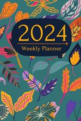 Weekly planner 2024: Calendar for 12 months, from January to December. Organizer with To do list, Notes and Month's Focus.