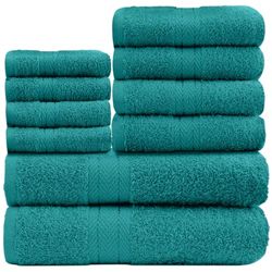 GC GAVENO CAVAILIA Soft Towels - 10 Piece Bathroom Towels Bale Set - Premium Quality Water Absorbent Towel, 4 Face 4 Hand 2 Bath Towel, 450 GSM Washable Towels Set, Teal,552949