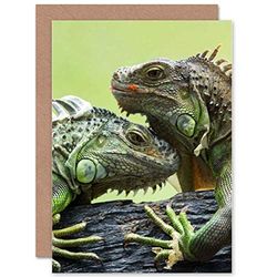 Wee Blue Coo IGUANA LIZARD REPTILE FOTOGRAFIE DIERLIJKE CLOSEUP BLANK VERJAARDAGSKAART