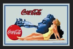 Empire Merchandising 537294 gedrukte spiegel met kunststof frame met houteffect met Coca Cola reclame 30 x 20 cm