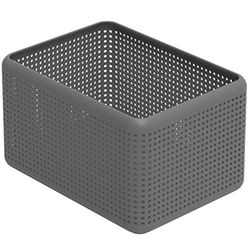 Rotho Madei Panier de rangement 13l, Plastique (PP) sans BPA, anthracite, 13l (32.6 x 23.8 x 18.8 cm)