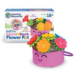 Poppy, la Maceta con Flores para apilar y Contar de Learning Resources, Flores de motricidad Fina, Juguetes para desarrollar la motricidad Fina, Juguetes para niños de Preescolar, 15 Piezas