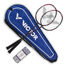 VICTOR Badmintonset Ultramate 8-2 x Ultramate 8 badmintonrackets, 3 x nylon shuttle 1000, 1 x thermobag