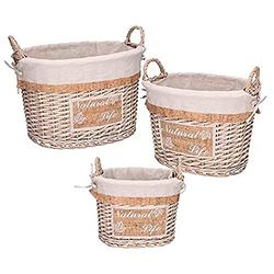 Vacchetti 2318770000 Basket, Wicker, Natural, Medium, 3 units