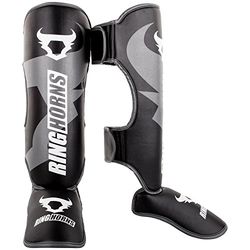 Ringhorns Charger Caneleiras de boxe, unissexo para adulto, preto/cinzento, XL