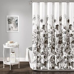 Lush Decor Zuri Flora - Tenda da doccia, 183 x 183 cm, colore: Bianco e Nero