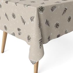 Martina Home 100cm x 140cm Resin Coated Table Cloth Pine Cones Grey