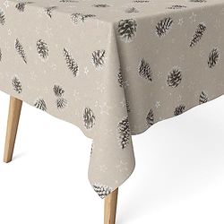 Martina Home 300cm x 140cm Resin Coated Table Cloth Pine Cones Grey