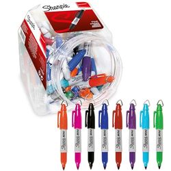 Sharpie Mini Permanent Markers | Fine Point | Pocket-Sized with Key Ring | 72 Count in 8 Assorted Colours