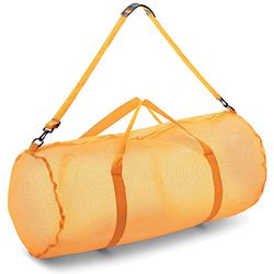 Champion Sports Duffelväska i nät med dragkedja, justerbar axelrem, 38 x 91 cm, mångsidig, överdimensionerad gymväska för utrustning, sportutrustning, tvätt, ventilerande nät, dyk- och resväska, gul