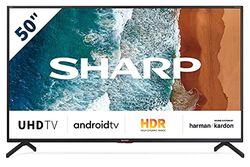 Sharp Aquos 50BN6EA - 50" Smart TV 4K Ultra HD Dolby ATMOS Android 9.0, Wi-Fi, DVB-T2/S2, 3840 x 2160 Pixels, Nero, suono Harman Kardon, 4xHDMI 3xUSB, 2020