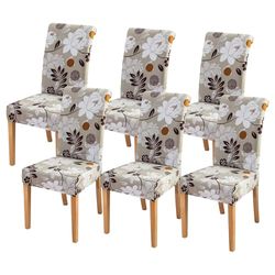 FORCHEER Set di 6 coprisedia stampati per sala da pranzo, per ufficio, computer, sedie, matrimoni, banchetti e feste