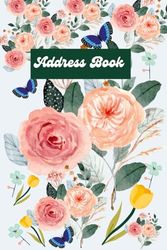 Address Book: Orange Peach Floral Watercolor Design, 6"x9" , 107 Pages