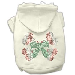 Mirage Pet Products Candy Cane Crossbones - Felpa con cappuccio con strass, grande, colore: panna