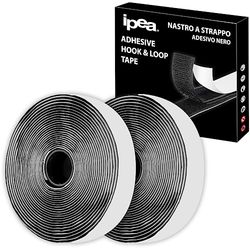IPEA Black Adhesive Velcro Tape - Black - 5 Meters Length - Extra Strong Multi Purpose Adhesive Strip for DIY - for Fixing Objects, Mosquito Net, Carpets