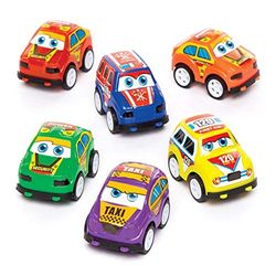 Baker Ross AW503 Mini Pull Back Racers, Party Bag Fillers Toy Cars for Kids (Pack of 6), Small