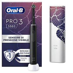 Oral-B Spazzolino Elettrico Ricaricabile Pro 3 3500N, Sensore di Pressione Luminoso, Batteria a Lunga Durata, 1 Testina, 1 Spazzolino Elettrico, Nero, Idea Regalo