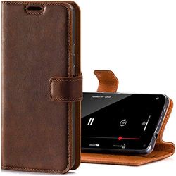 SURAZO Leather Wallet Mobile Phone Case Compatible with Samsung S20 Plus - Flip & Fold Smartphone Case with Stand, RFID Blocker, Magnet Closure, 3 Slots for Bank Cards - Handcrafted European Leather