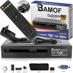 Bamof 2225 PRO satellietontvanger, digitale satellietontvanger, HDTV, DVB-S /DVB-S2, HDMI, SCART, 2X USB, Full HD 1080p, voorgeprogrammeerd voor Astra, Hotbird en Turquosaat, + HDMI-kabel