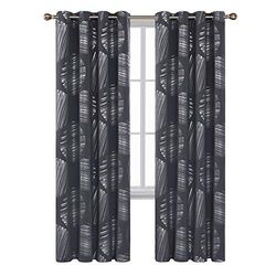 Deconovo Blackout Curtains Cortinas aislantes térmicas para guardería con diseño Abstracto con Anillas en la Parte Superior de la lámina, Gris Oscuro, 46 x 90 Inch