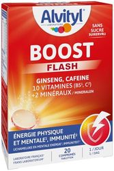 Alvityl Comprimés Boost Effervescents Ginseng et Caféine/10 Vitamines/2 minéraux Dès 15 Ans 20 Jours, Rouge, 20 Unité (Lot de 1)