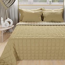 PETTI ARTIGIANI ITALIANI - Colcha Maxi dupla reversível, 270 x 260 cm, em microfibra, cobertura para cama de primavera máxi duplo, colcha reversível 2 pessoas, bege, 100% fabricada na Itália