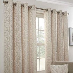 Emma Barclay Rideaux doublés à œillets, Polyester, Naturel, Width 46 x Drop 54" (116 x 137cm)