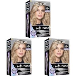 L'Oréal Paris Préférence Blond Polaire Coloration Permanente Cheveux, Nuance : Copenhague 8.1, Blond clair cendré (Lot de 3)