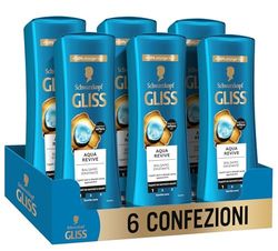 Schwarzkopf Gliss Aqua Revive Balsamo Idratante, 6 confezioni da 200ml, Balsamo nutriente arricchito con Complesso Ialuronico e Alga Marina, Prodotti per capelli da normali a secchi