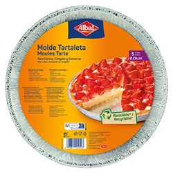 Albal Rotondo in Alluminio, per tortine da 28 Centimetri | USA e Getta | Speciale per Pasticceria e Dessert | 5 stampi, 28 cm (Paquete de 5), 5 unità