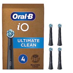 Oral-B iO Ultimate Clean Recambios Cepillo de Dientes Eléctrico, Pack de 4 Cabezales, Negro - Originales (Tamaño Buzón)