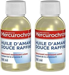 MERCUROCHROME - Huile d'Amande Douce Raffinée - Adoucissante et Nourissante - 100 ml (Lot de 2)
