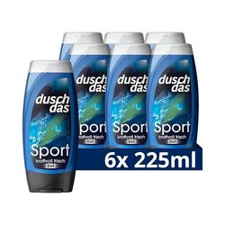 Duschdas Gel doccia 3 in 1 e shampoo Sport Bagno doccia con formula profumata Fresh Energy garantisce un inizio rinfrescante della giornata, 6 x 225 ml