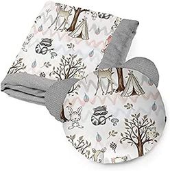 KOSPU Parure de Lit et Couverture pour Tout-Petits en Coton et Velours, Rembourrage 100 % Polyester, Couverture de Couchage 75 X 100 cm, Oreiller de Couchage Ours 40 cm