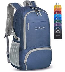 ZOMAKE Zaino Pieghevole Leggero - Zaini Ripiegabile Zainetto Piccolo 30L,Packable Backpack Da Trekking Per Donna Uomo Viaggio Campeggio Città Sportivo(Blu Marino)