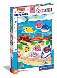 Clementoni - 24777 - Supercolor puzzel - Baby Shark - 2 puzzels à 20 stukjes - Made in Italy - kinderpuzzel 3 jaar +