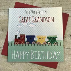 Tarjetas de algodón blanco G80 "To A Very Special Great Grandson" hechas a mano tarjeta de cumpleaños