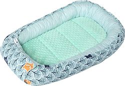 Medi Partners Reducteur de Lit Bebe - Réducteur Bébé 100x60x15cm Cocon et Naissance couffin Nid d'ange 100% Coton Minky (Forêt à la Menthe Minky)