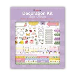 Kit de decoración para Bullet Journal y planificador con temática Botanical size 30x34 cm. Stickers, Sticky Notes, Stencil.