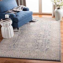 SAFAVIEH Tapis Traditionnel Pour Salon, Salle à manger, Chambre à coucher - Sofia Collection, Tapis à poil court, Gris clair et beige, 91 X 152 cm