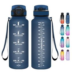 Grsta Drinkfles, drinkfles 1,5 liter, drinkfles met rietje, BPA-vrij, sportfles, lekvrij, waterfles voor fitness, fiets, gym, camping en school