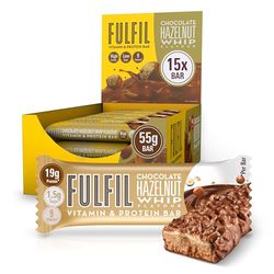 FULFIL Vitamin and Protein Bars (15 x 55 g Bars), Chocolate Hazelnut Whip Flavour, 20 g High Protein, 9 Vitamins, Low Sugar