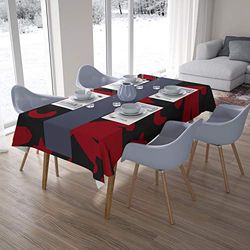 Bonamaison, Anti-moisissure, Séchage Rapide, Résistant aux Taches, Lavable en Machine, 100% Polyester Nappe de Table, Rouge Noir, 140 x 200 Cm - Conçu et Fabriqué en Turquie