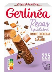 Gerlinéa - Barres Repas Chocolat Saveur Caramel - Substitut de Repas Complet et Rapide - Contient 12 barres (soit 6 repas) - 204974