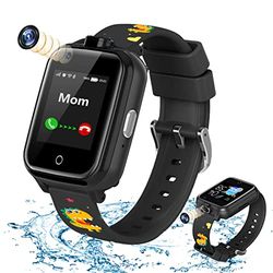 OKYUK 2022 Orologio Intelligente per bambini 4G per Ragazzi e Ragazze, Impermeabile e Sicuro, GPS Tracker Chiamando SOS Camera WiFi, per Bambini Studenti 4-10 Anni di Compleanno (nero T13)