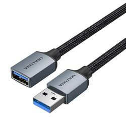 Cable alargador - cable usb 3.0 tipo macho a hembra, 2 m de largo, alta velocidad de transferencia, color gris, ideal para mayores distancias.*