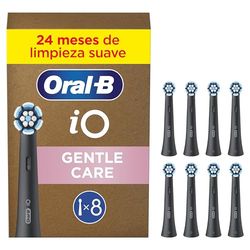 Oral-B Series iO Gentle Care Cabezales De Recambio Originales, Pack de 8 Recambios Negros Para Cepillos De Dientes Eléctricos Oral-B iO, Cepillado Suave, Apto Para Encías Sensibles