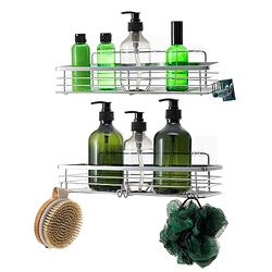 Direct Online Houseware House of Home Shower Caddy Stainless Steel Set Of 2 Waterproof Bathroom Organizer Shelves Shower Storage & Organiser Rust-Proof Bathroom Storage Baskets