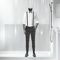 Spirella Dandy Anti-Bacterial Washable Waterproof PEVA Shower Curtain, 180 x 200 cm, Transparent
