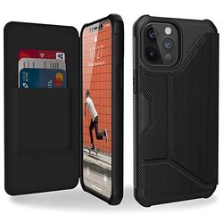 URBAN ARMOR GEAR UAG iPhone 12 Pro Max 5G – (6,7 tum) flip folio fodral med kortplatser och visningsstativ fjäderlätt robust metropolis skyddsfodral, FIBR ARMR svart, 112366113940